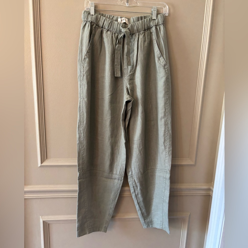Women’s Everlane linen Drawstring Barrel Pants NWT-Color: ‘Seagrass’
